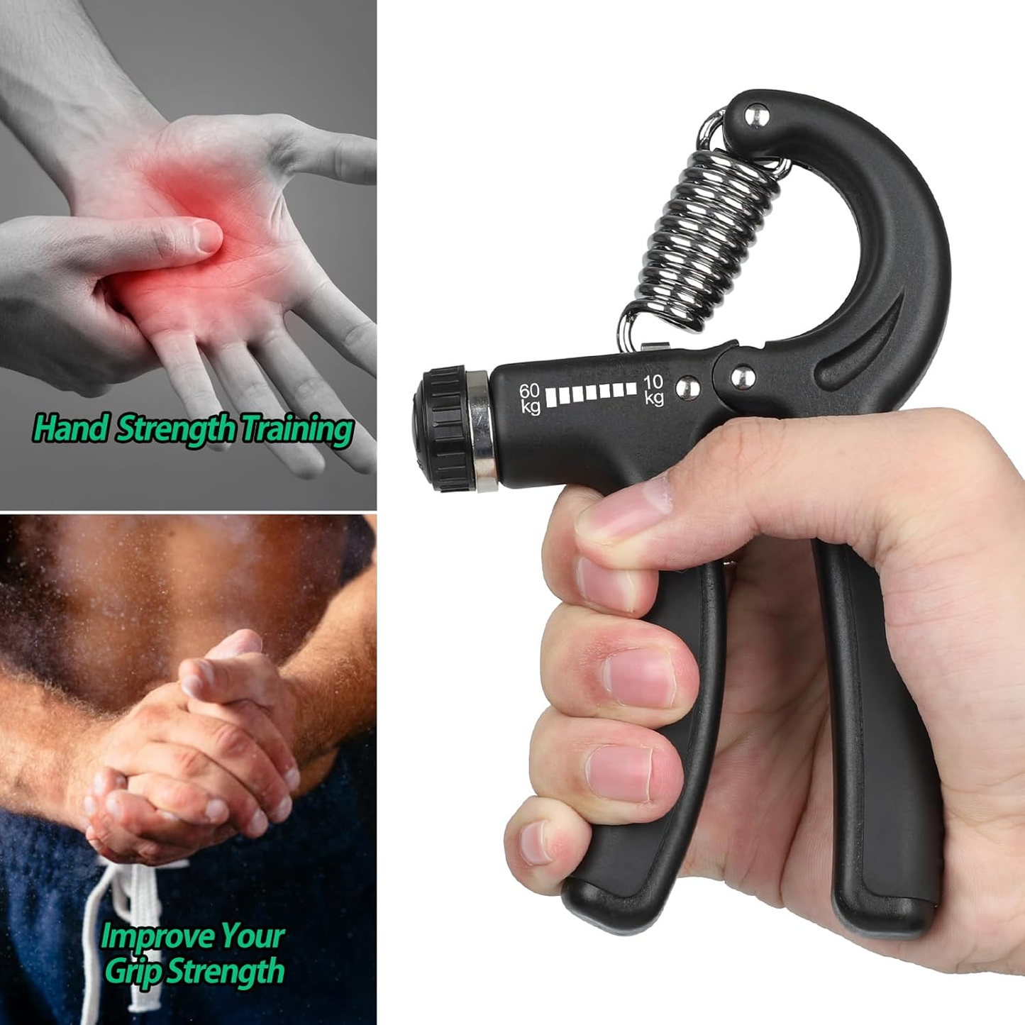 Adjustable Hand Grip Strengthener (22-132 lbs / 10-60 kg) – Forearm & Grip Strength Trainer for Musicians, Athletes, and Fitness Enthusiasts.