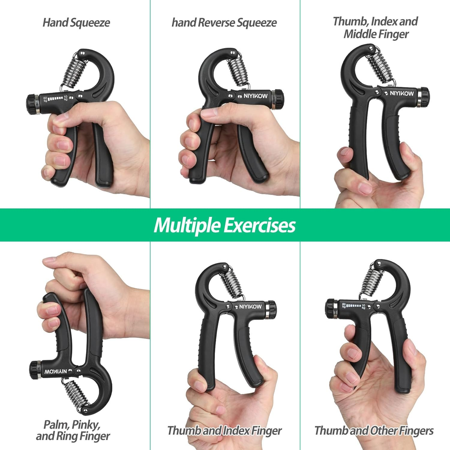 Adjustable Hand Grip Strengthener (22-132 lbs / 10-60 kg) – Forearm & Grip Strength Trainer for Musicians, Athletes, and Fitness Enthusiasts.